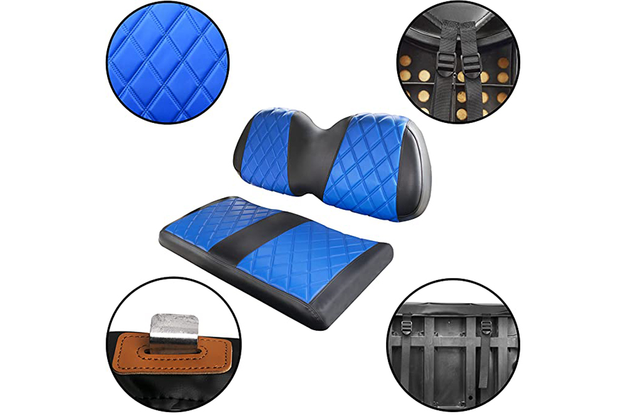 Huse pentru scaune pentru cărucior de golf Diamond Blue & Black